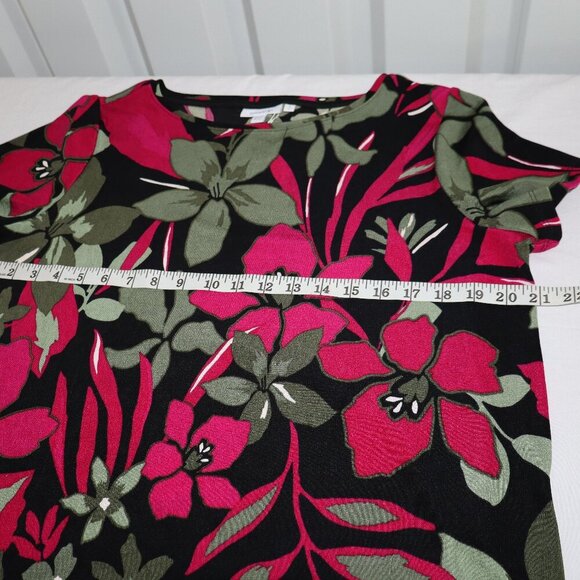 Chico's Travelers Womens Short Sleeve Hibiscus Print Tunic Botanic Berry Size L - Picture 6 of 7